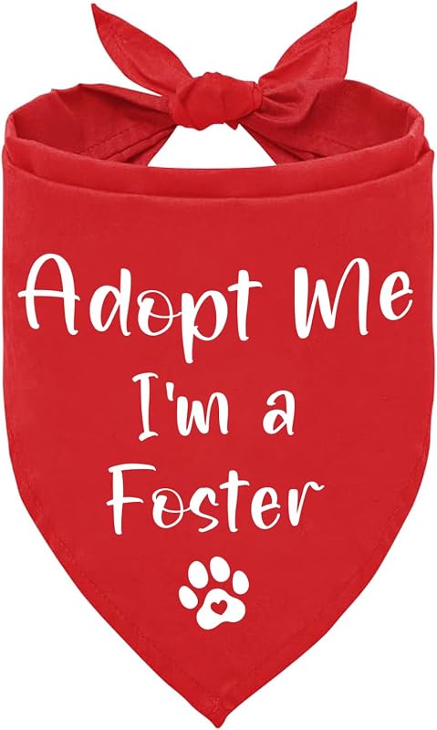 Bandana para Cães “I’m A Foster Adopt Me” em Algodão Vermelho – Modelo Y21