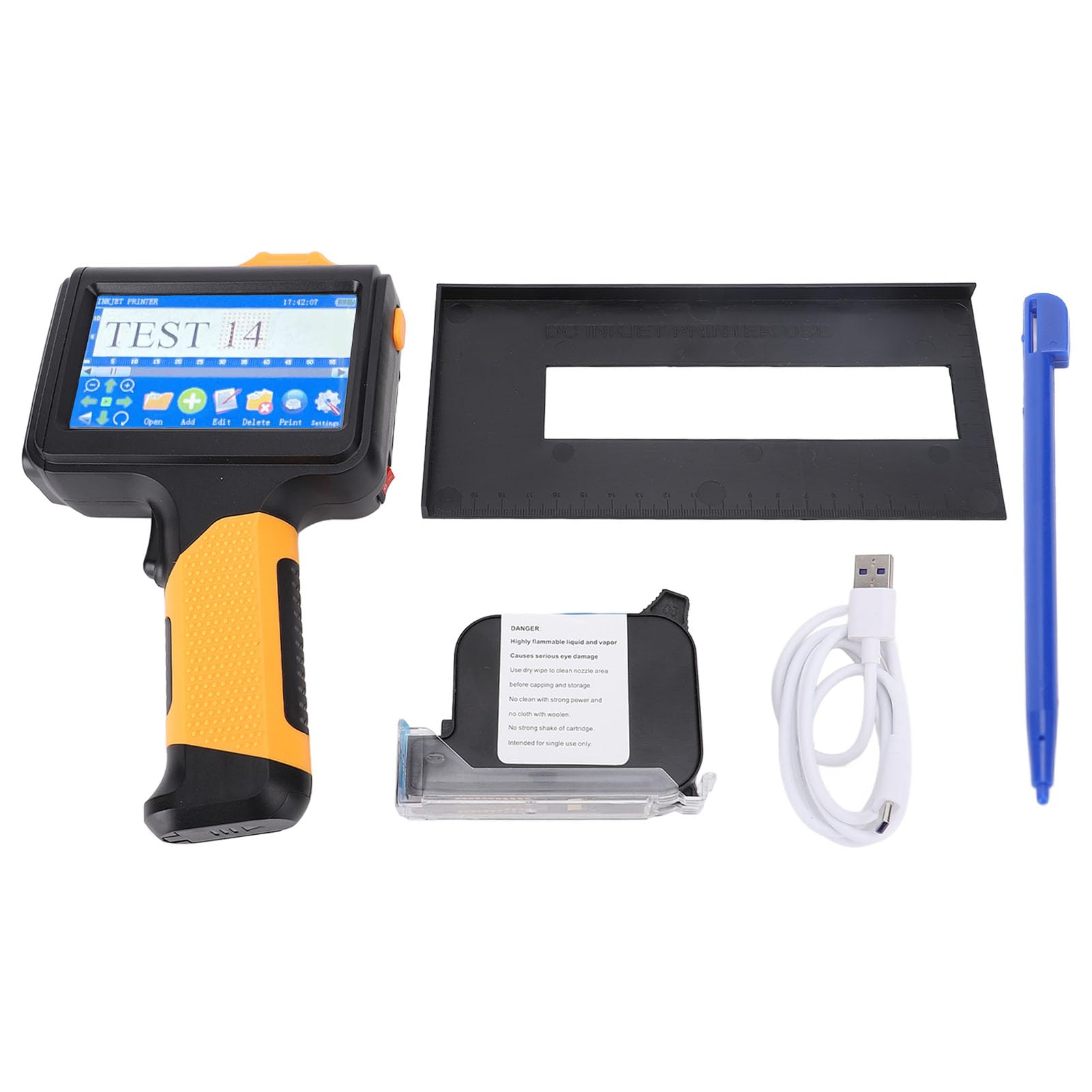 Handheld Inkjet Printer 600dpi with 42ml Ink Cartridge Hand Inkjet Printer for Metal Wood Glass Fabric Plastic Printing 25 Languages