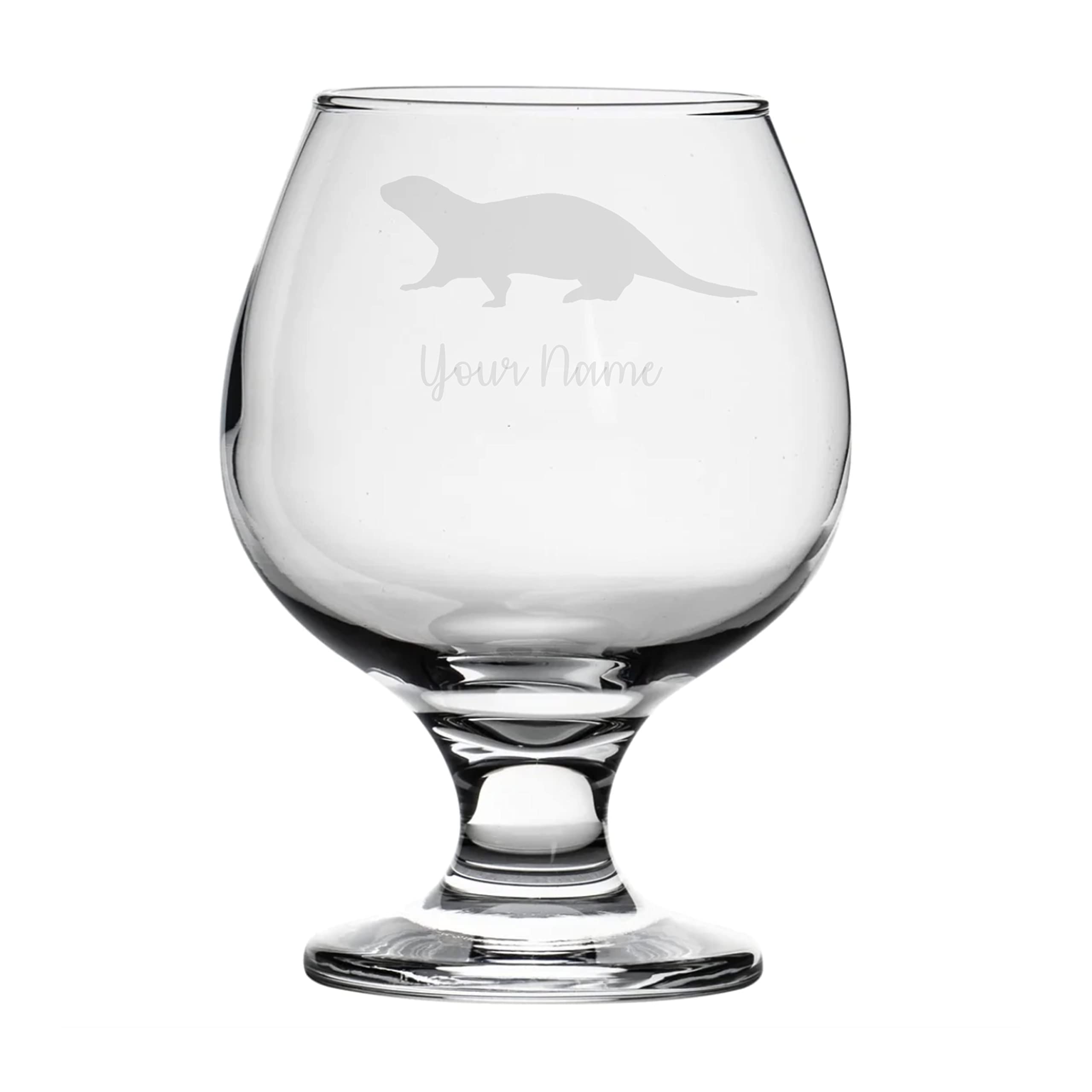 Personalised Otter Engraved Brandy Snifter Glass, Animal Gift for Women, Gift for Men