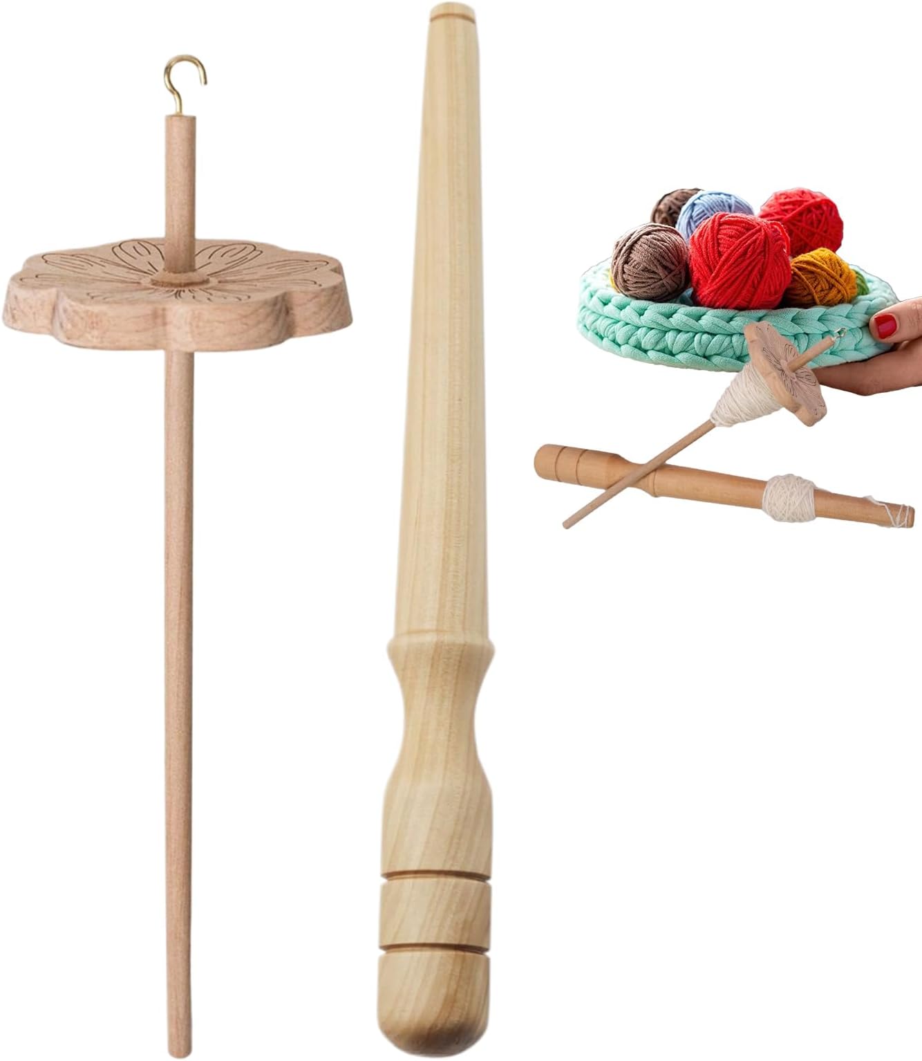 – Drop Spindle | Spin Roving Into Yarn Drop Spindle - Hand Craft Tools Hobby Supplies for Weaving Sewing Knitting Crocheting