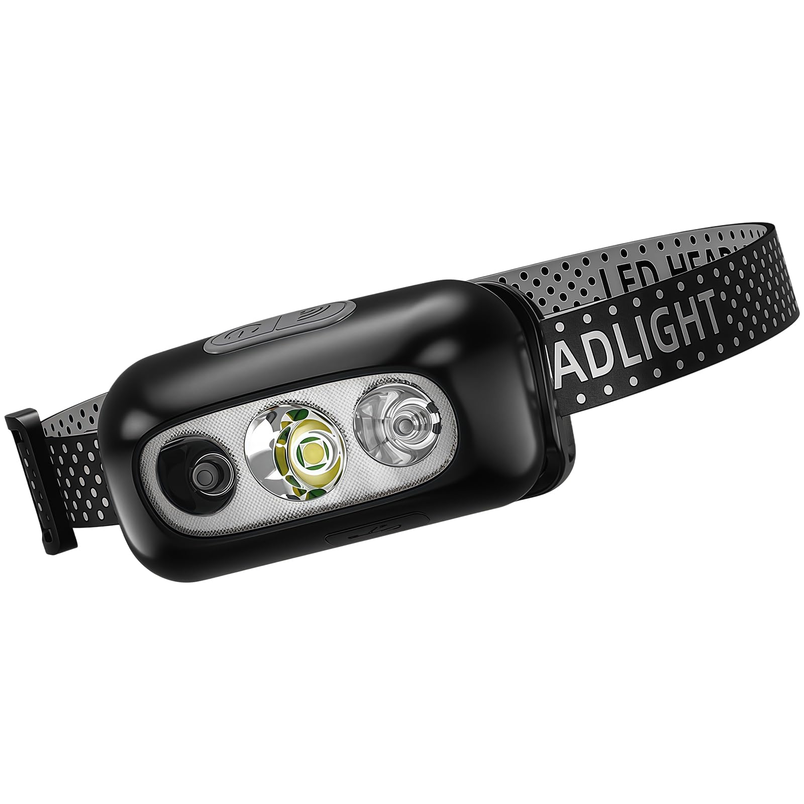 Myrkalatoy Black-A Head Torch Rechargeable - Super Bright Headlamp Headtorch With Motion Sensor Control, Light Modes, Running, Camping, Hiking, Fishing, Hunting (Black-A)
