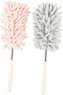 LALAFINA 2pcs Telescopic Duster Keyboard Duster Telescoping Broom Mini Duster Furniture Duster Car Dash Duster Hand Duster Brush Stainless Steel Car Washing Dusting Brush Dust Cleaner Sofa