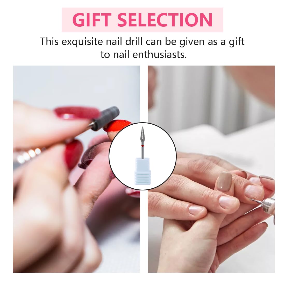 2 Paia Punte Fresa Professionali in Carburo per Manicure Russa, Rimozione Cuticole, Pelle Morta e Preparazione Unghie, Pulizia Sotto Unghia, Salone Manicure (3/32'') (Fine)