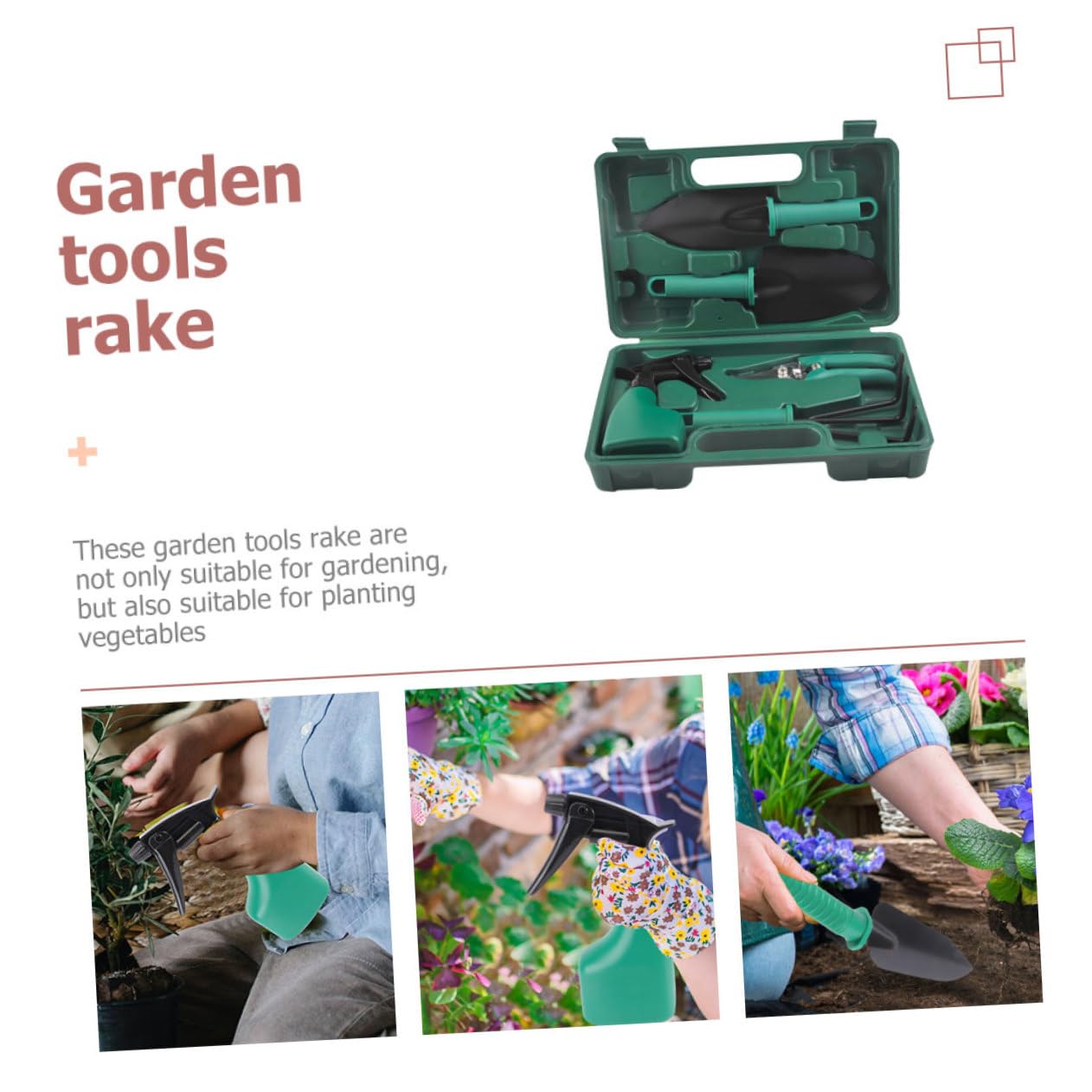 TOYANDONA Herramientas de Jardinería Palas de Inoxidable Rastrillos Tijeras para Plantar al Aire Kit de Herramientas Maletín Portátil para Jardín