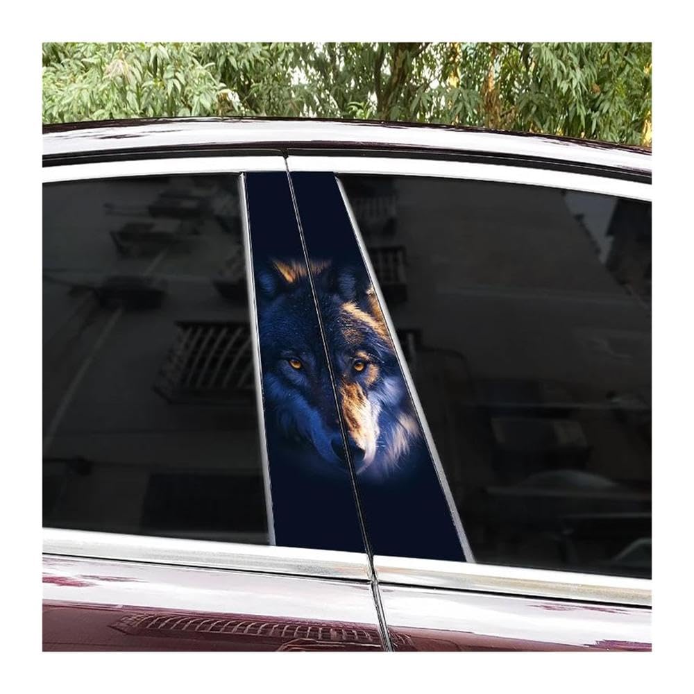 Body Parts 2pcs Animal Style Wolf Head Car B-Pillar Sticker Covering Scratched Car Center Pillar Sticker DIY(C)