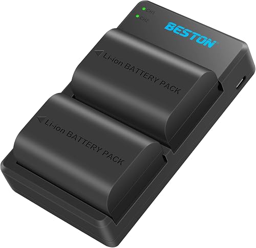 BESTON 2-Pack of LP-E6N Batteries and Dual Battery Charger for Canon EOS R, R5,R6,R6 Mark II, EOS 60D 70D 80D 90D, 5D Mark II, 5D Mark III, 5D Mark IV, 6D Mark II, 7D Cameres