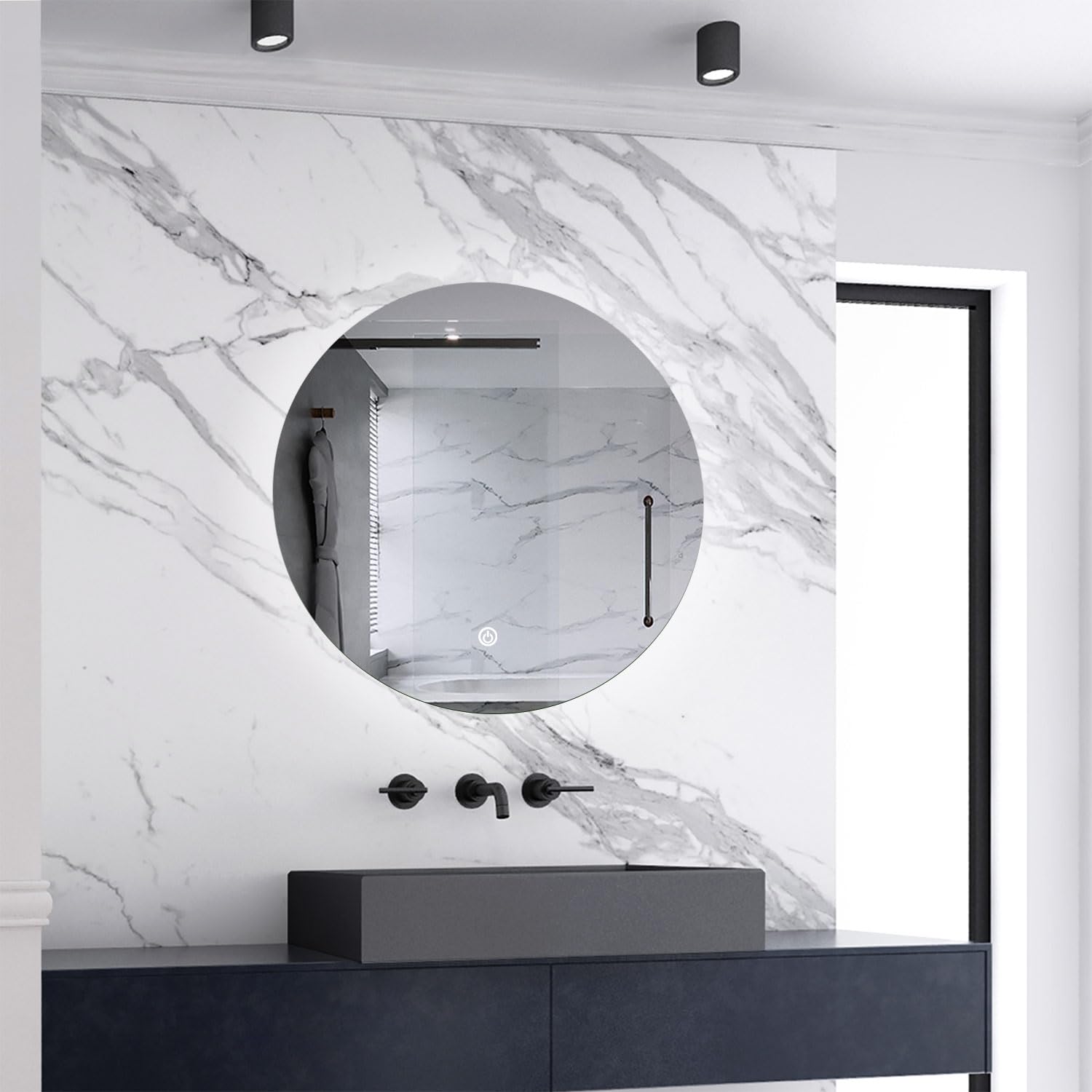 Sky Bathroom Light/White Skybathroom 500X500mm Illuminated Round Led Bathroom Mirror With Anti-Fog,Memory Function,Dimmable Brightness