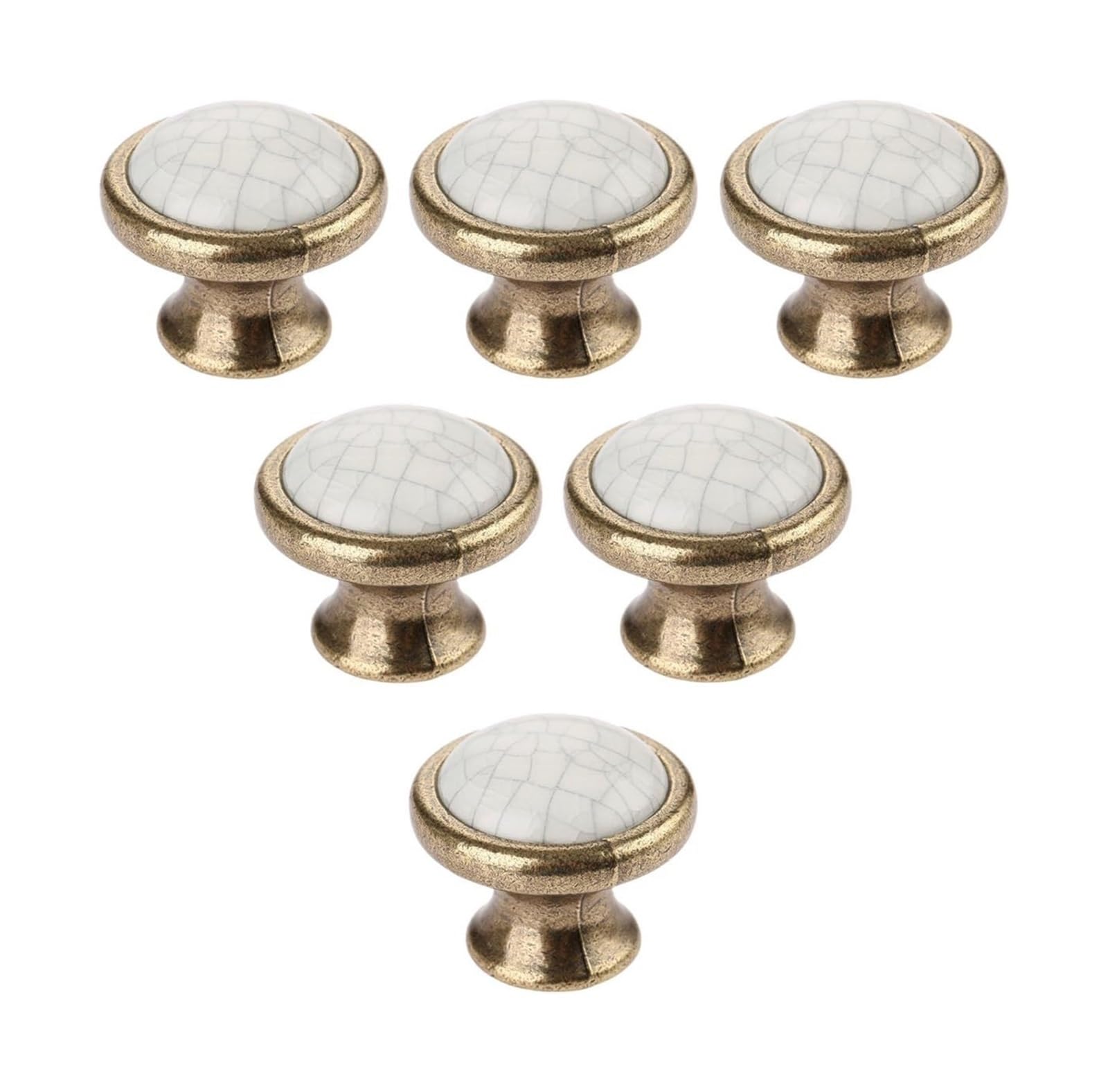 Opeximatun One Color Ceramic Drawer Knobs, Cracked Ceramic Pastoral Handle Antique Bronze Multiple Sizes Cabinet Drawer Wardrobe(Single Hole A)