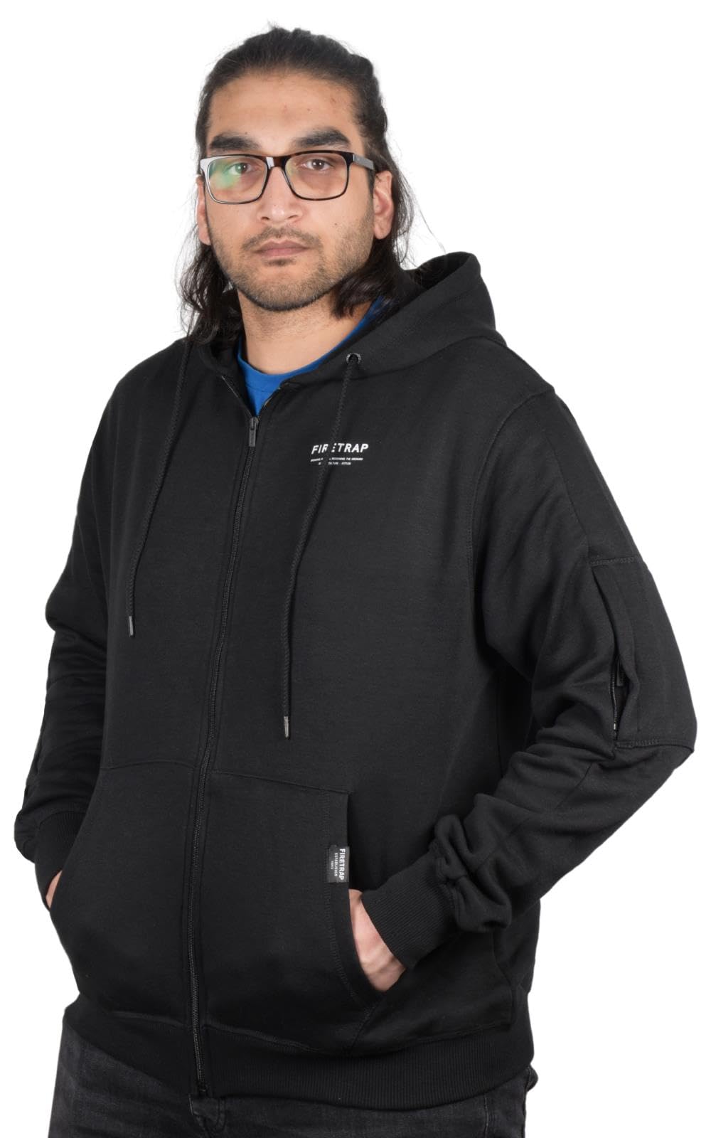 Firetrap Men's Zip Through Fleece Hoody - Black - Medium