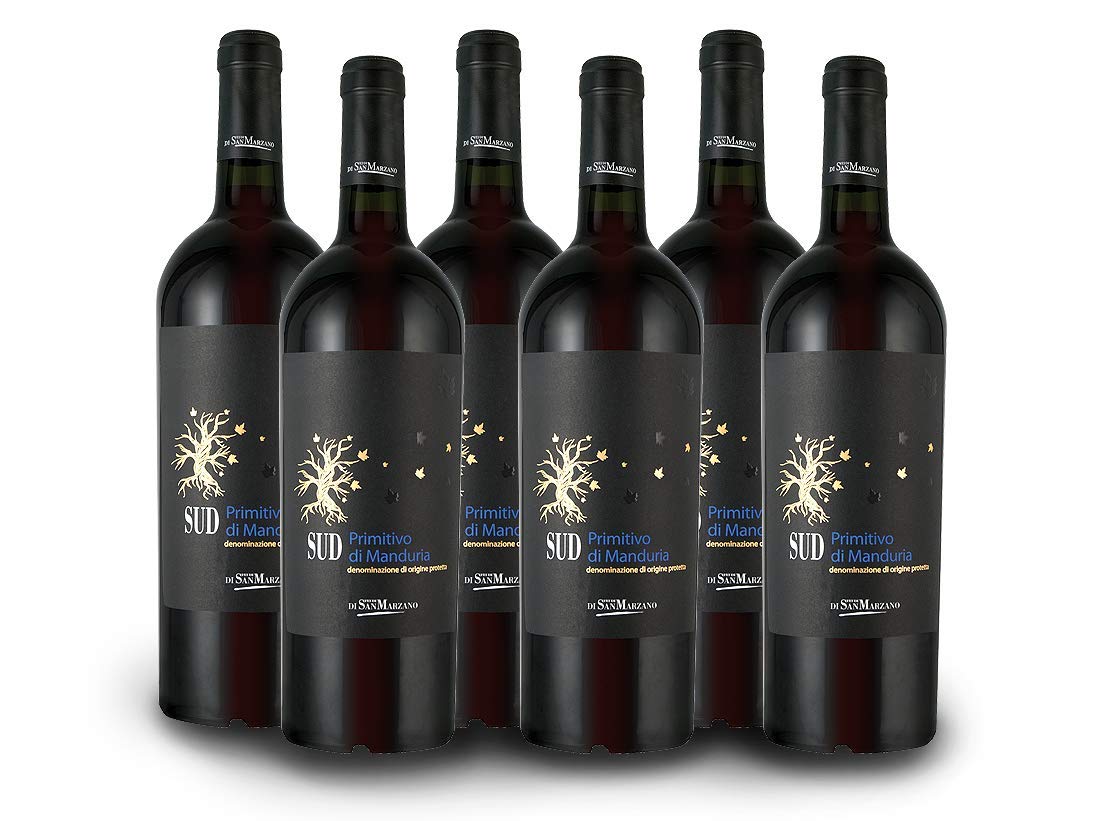 Primitivo di Manduria SUD | Cantine San Marzano | Italien-Apulien | Vorteilspaket (6x 0,75l) Rotwein-trocken