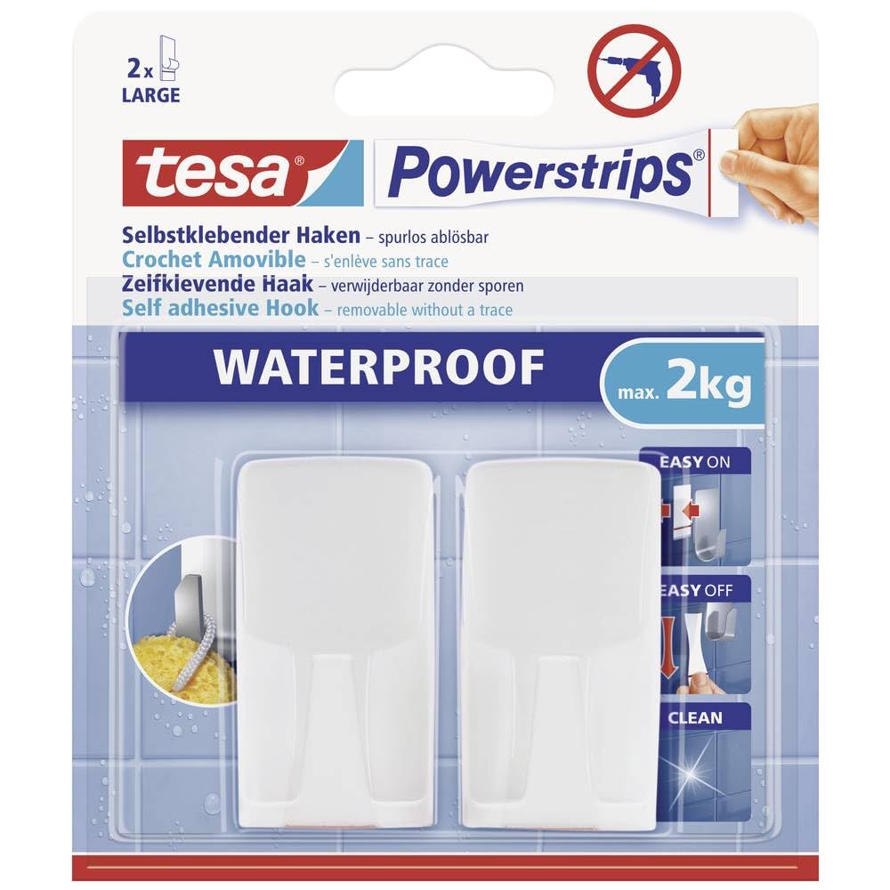 tesa® 59701 White Waterproof Self-Adhesive Removable Rectangular H...