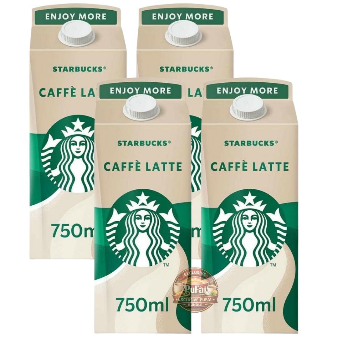 PUFAI Bundle – Caffè Latte Eiskaffee 750ml x4 – Ready to Drink Kaffeegetränk, Gekühlt Genießbar, Für Haushalt & To Go