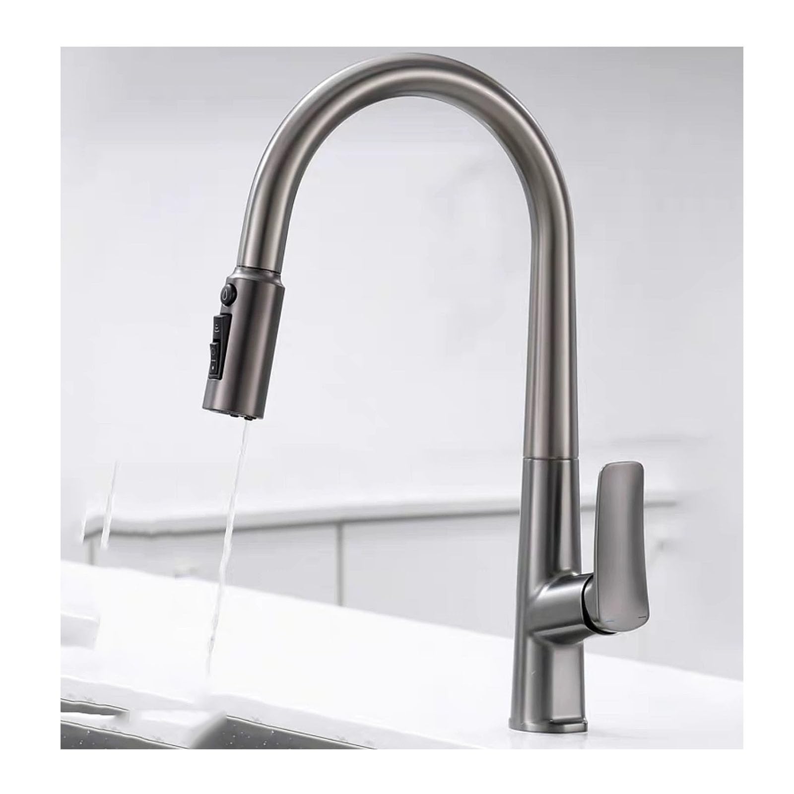 DFGHNBVC Gray Kitchen Faucet For Hot Cold Drinking Water Copper Single Handle 33-Way Kitchen Sink Mixer 360° Swivel Modern Design Easy Installation