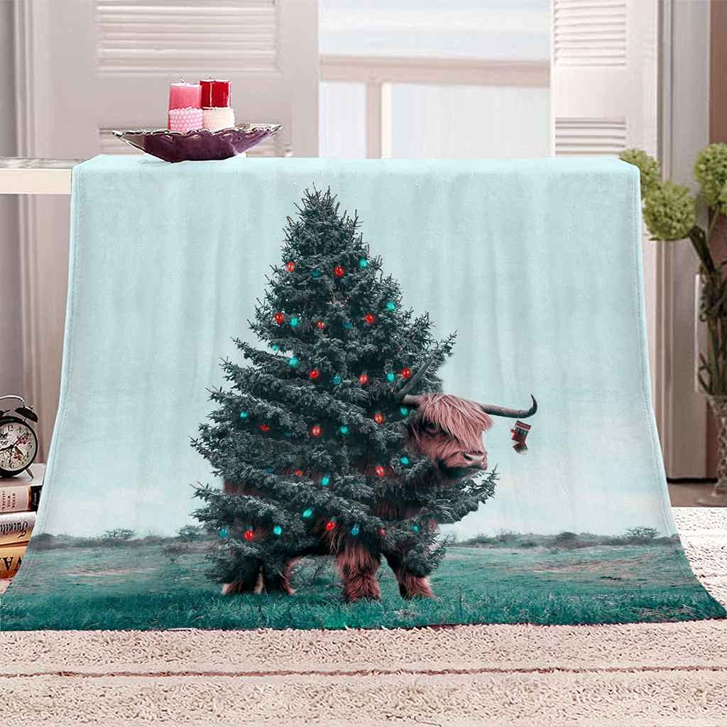 Couverture polaire en flanelle de Noël élan 130x150cm microfibre douce
