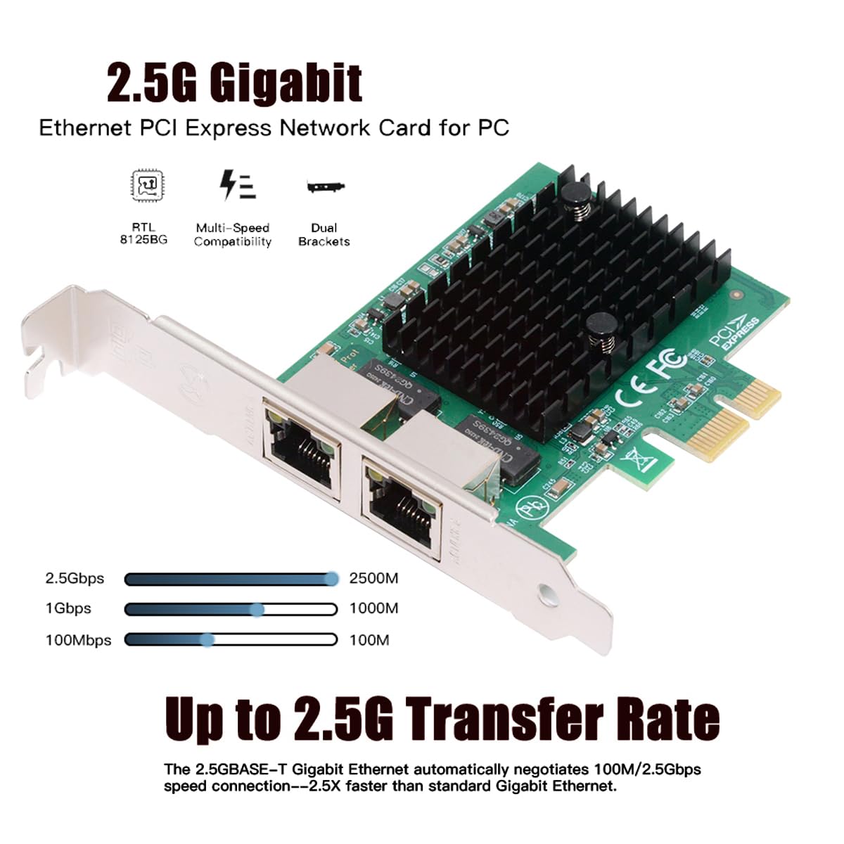 Cavo adattatore LAN Ethernet Gigabit 1000Mbps a 2.5Gbps a PCI-E PCI Express 1x GBE Gigabit 1000Mbps Ethernet LAN per scheda madre desktop