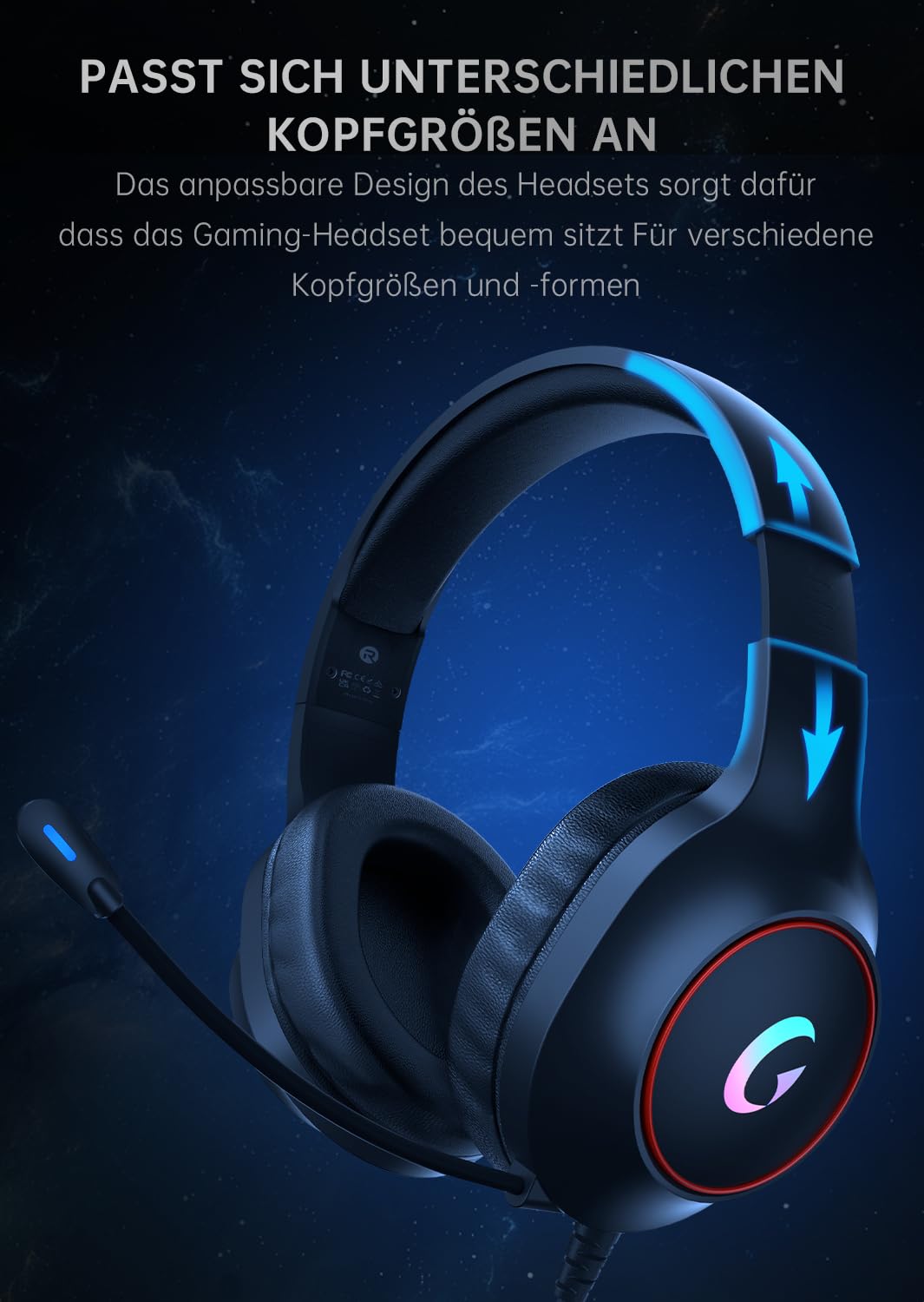 Cascos Gaming para PC, PS4, PS5, Auriculares Gaming con Micrófono, Cascos PS5 para Play 4, Switch, Xbox Series, Negro