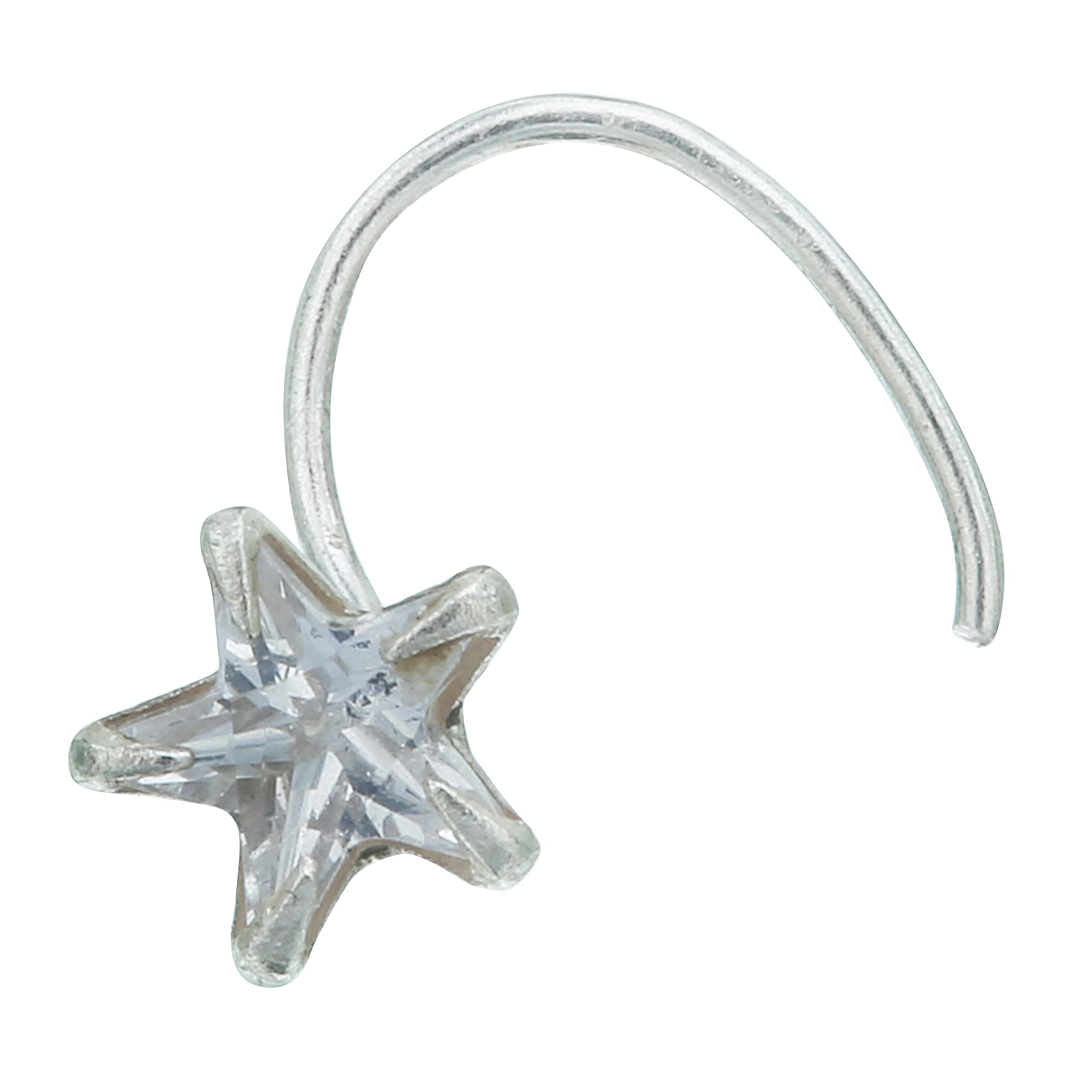 HOC® Women Party And Casual Wear Sterling 92.5% Silver White Star Shape 4mm Size Antique Nose Pin 1pc (B0B8T34Z4L) Amazon Price History, Amazon Price Tracker