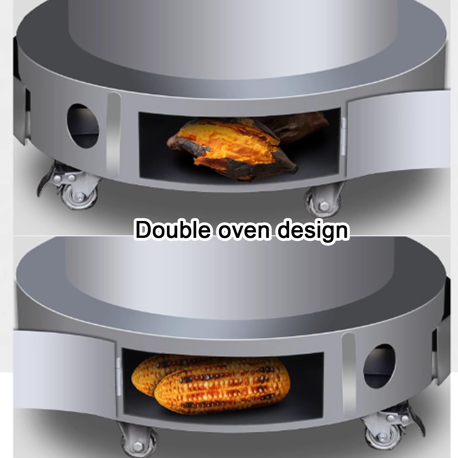 Stufa a Legna con Forno e Canna Fumaria Stufe a Legna da Interno con Ruote Fornello da Campeggio per Tendas per Riscaldamento, Cucina e Campeggio(50 * 50 * 57cm)