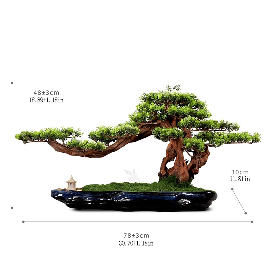 Artificielle Bonsaï Arbre Artificiel Bonsai Chinois Paysage Simulation Plantes Galets Cailloux Chiffres en céramique Zen Simulation Arbre Plantes en Pot Plante Artificielles (Color : Bruin)