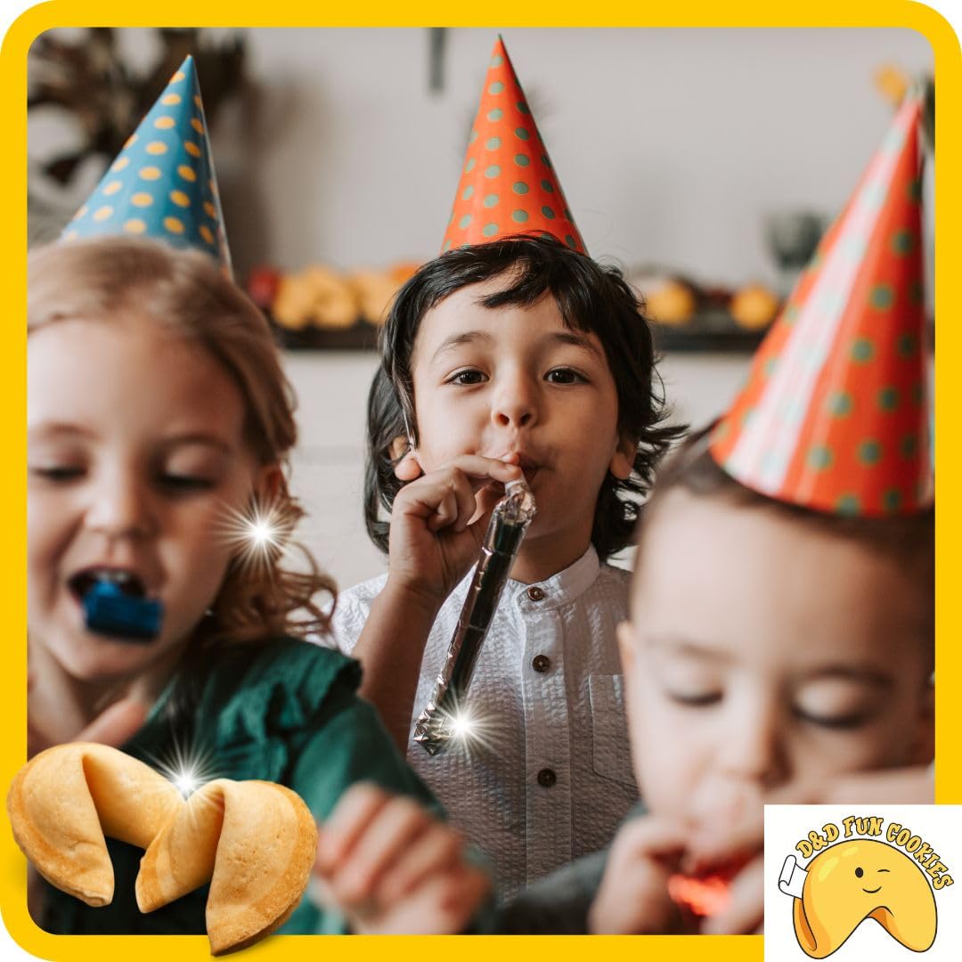 D&D Fun Cookies Biscotti della Fortuna 50 pezzi | Compleanno del bambino | Biscotti bambini | Biscotti della fortuna cinesi | Biscotti confezionati singolarmente | Biscotti regalo | Fortune Cookies