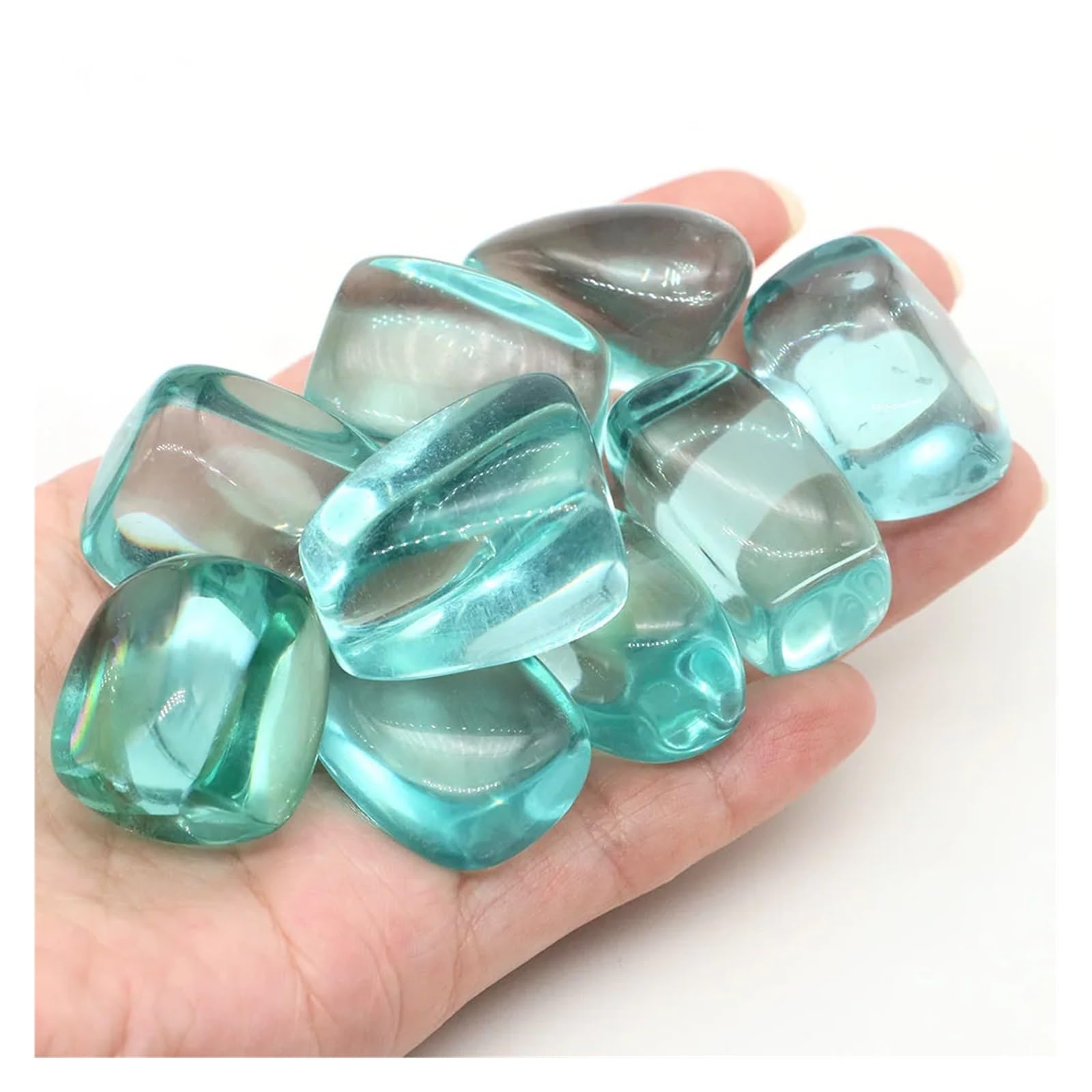 Substrato Naturale in Quarzo per acquari, Ghiaia for Acquario, Rocce levigate, Pietre preziose, Cristalli, 10-40 mm, Multicolore(Color 25,500g)