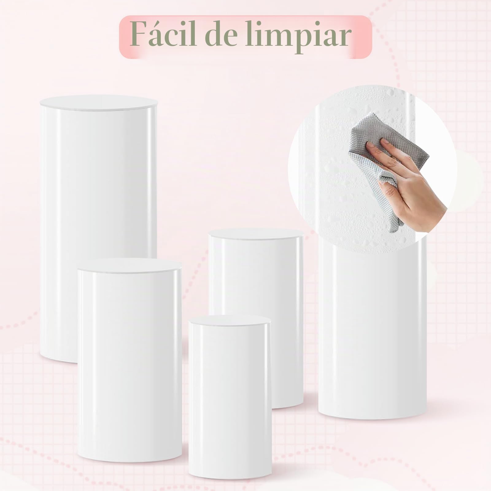 5 piezas de soportes cilíndricos, soportes redondos para tartas de acrílico, soportes de exhibición cilíndricos para bodas, fiestas, panaderías y decoración de eventos