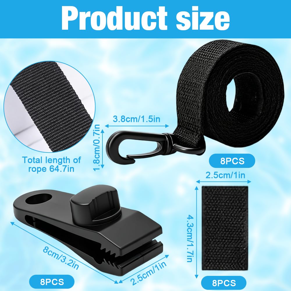 Enrollador de Piscina, 8 Piezas Kit de Fijación de Carrete de Cubierta Solar, Rodillo de Piscina para Cubierta Solar, para Láminas Solares para Lonas de Piscina, Cubiertas
