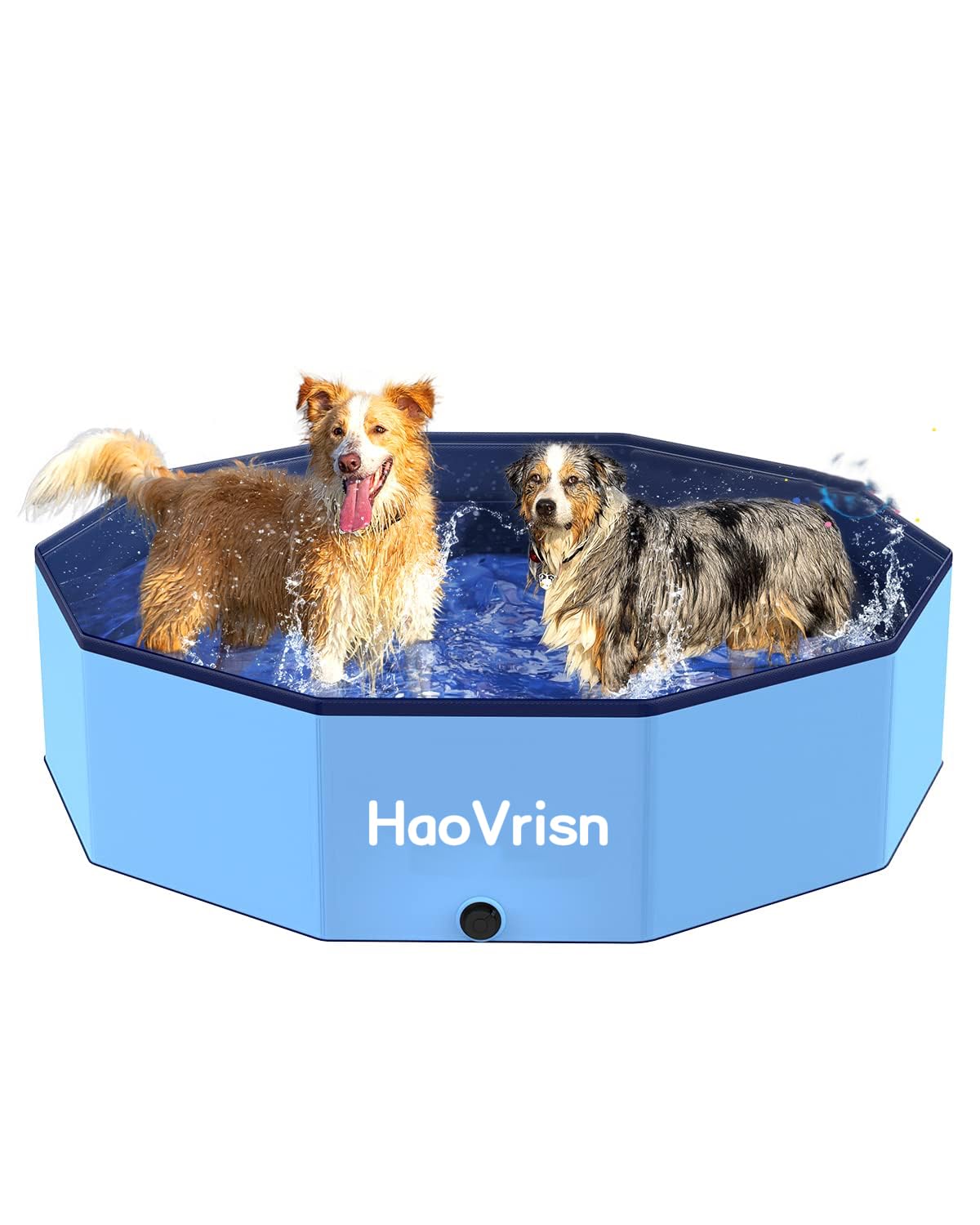 HaoVrisn Hundepool Große Hunde, Planschbecken für Kinder und Hunde, Hundepool 80 * 30CM Faltbar, rutschfeste und Verdickt PVC, Plantschbecken mit Flicken und Ablassventil (80 * 20cm)
