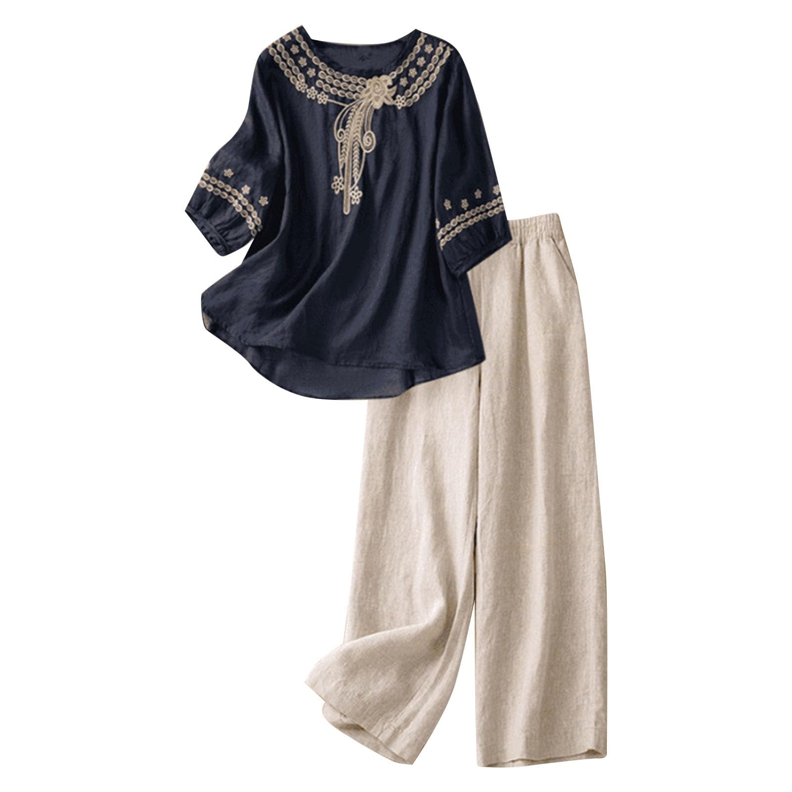 riou Chándal Mujer Completo Verano Original Moda Conjunto de 2 Piezas Cintura Alta Pantalon Y Blusa Color Sólido Suave Y Cómodo Vacaciones Ropa De Deportivo Diarios Vacaciones Playa