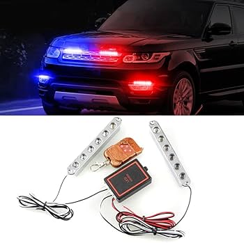 Amazon.co.jp: 2ピース車用LED警告灯6LED赤青グリル点滅灯12V自動