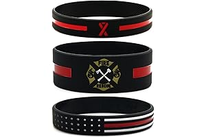 Inkstone 6-pack Firefighters' Thin Red Line Silicone Wristbands - Jewelry Gifts Accessories for Fire Fighters