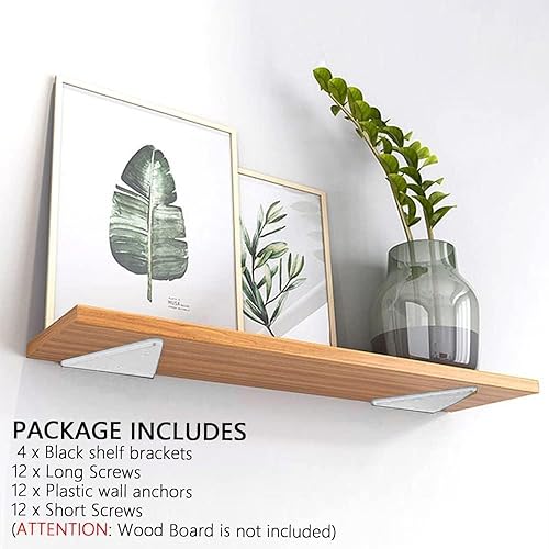 Miniatura 2 de Paquete de 4 soportes flotantes para estantes ocultos pequeños de 5 pulgadas para estantes montados en la pared, ahorro de habitación, decoración