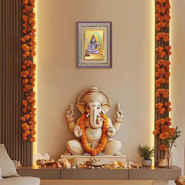 Image of DIVINITI Shiva 24K Gold Plated Foil Wall and Tabletop Photo Frame for Home Decor, Puja Room, Luxury Gifting | DG Frame 105 S2.5 (26x20 CM)