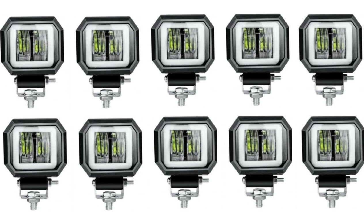 Generico 10 Pcs 20W Lampada Lavoro 7D LED Cree 1800LM Fari Fendinebbia Per Fuoristrada Camion Auto Impermeabile IP67 Carrello Elevatore Barca