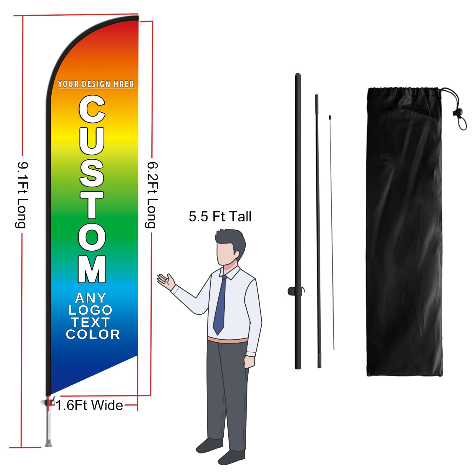 Bandiere Di Piume Personalizzate Per Affari All'esterno Pubblicità Su - Foto 12