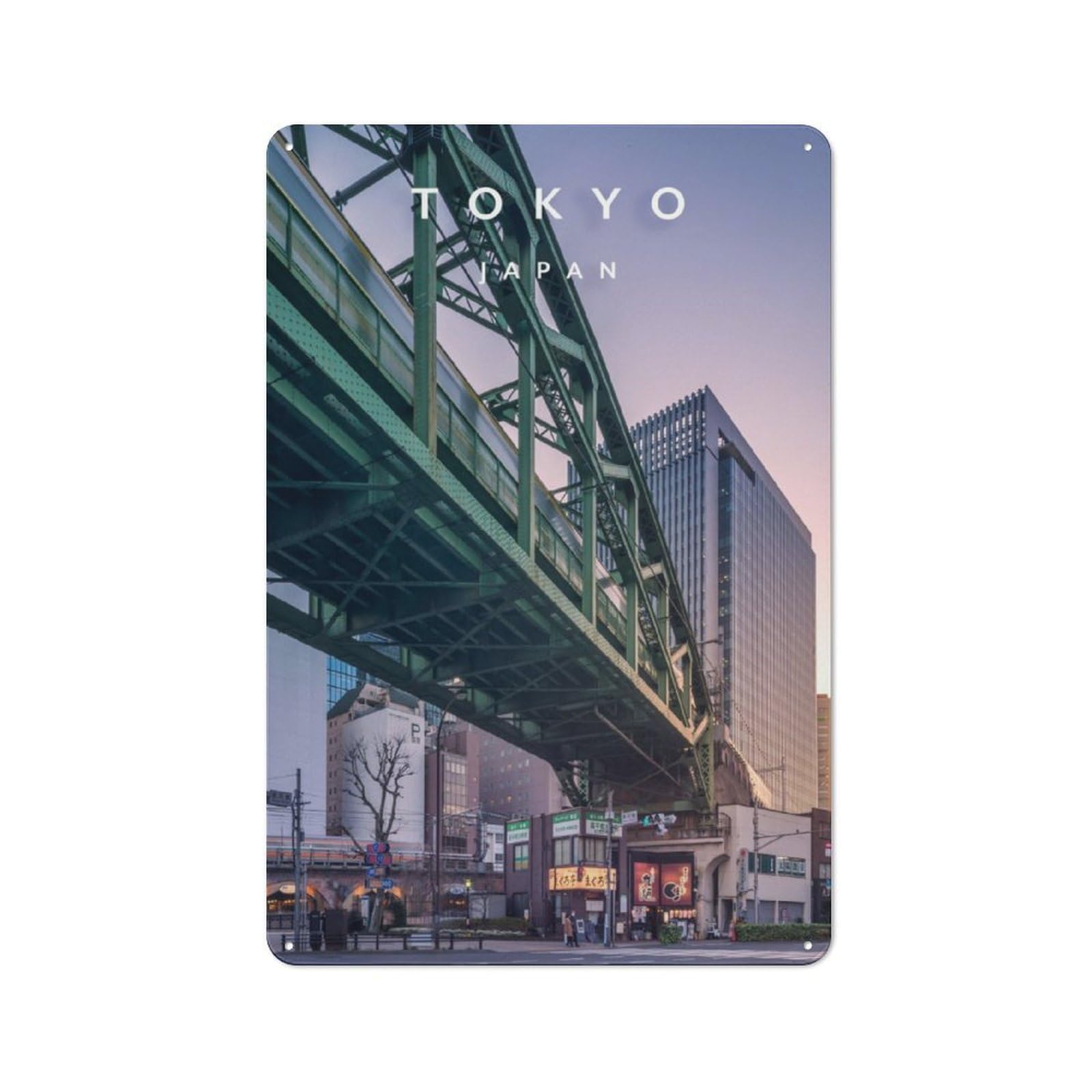 Akihabara Clean Industrial Metal Wall Decor 30x20cm, Decorative Metal Plaque for Workspace, Cafe, Hallway Or Garage