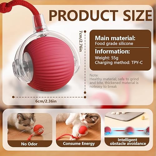 Miniatura 5 de Hengulus Juguetes para gatos, juguetes para gatos de interior, juguete para gatos Speedy Tail 2.0, juguete interactivo para gatos, tres modos de