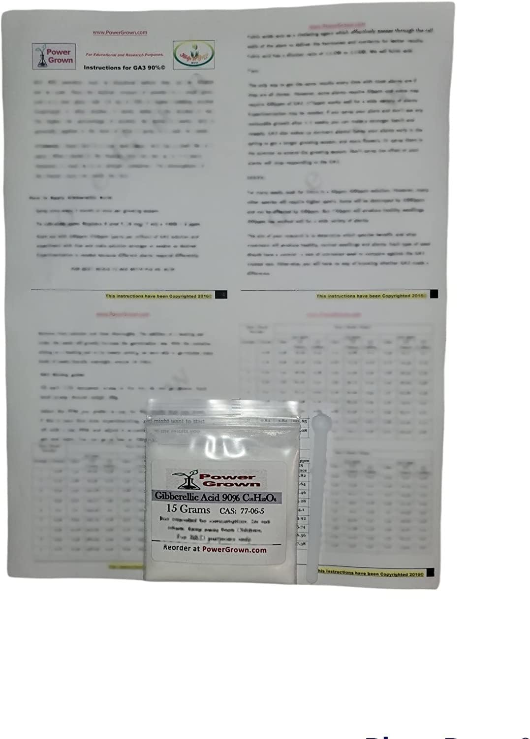 Gibberellic acid 90% 15 grams w/instructions by Power Grown.