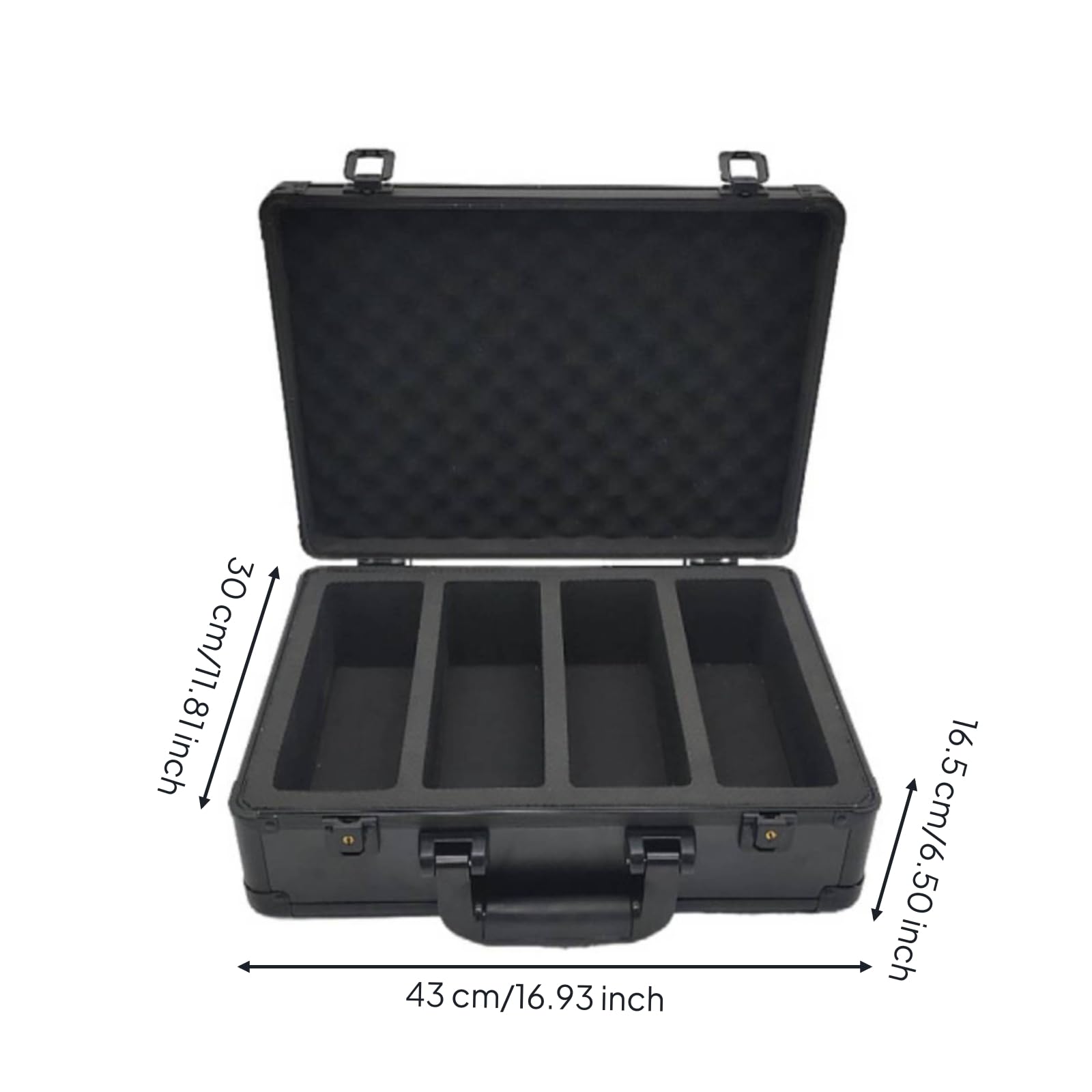Qianly Caja para Tarjetas Graduadas Seguro Rígido, Maletín para Cartas, Portátil, Maletín con Asa Cartas, Exposiciones, 430x300x165mm, 4 Ranuras