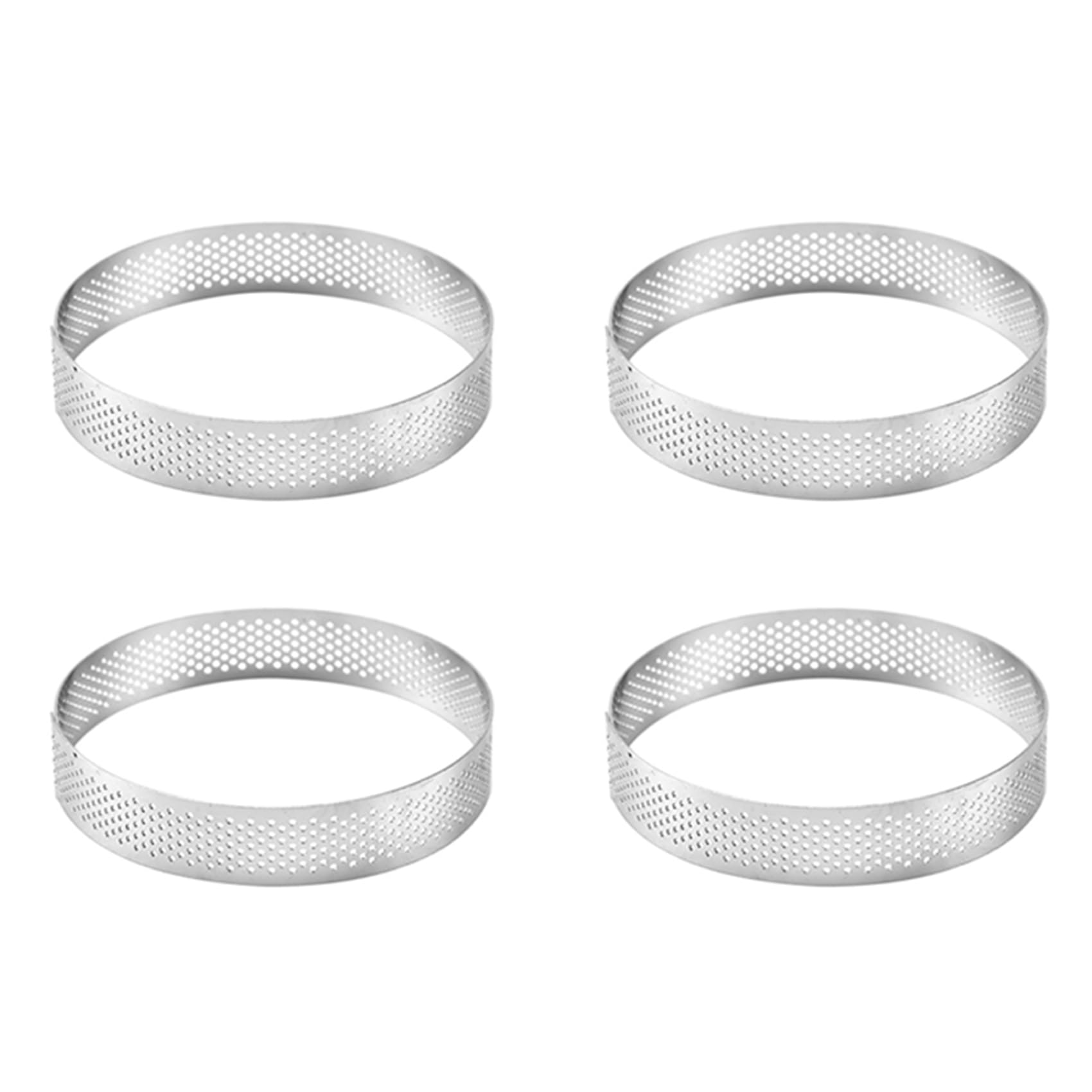 Hndhbfgrt 4 Pcs 20cm Round Stainless Steel Cake Hole Molds Mousse Cake Tart Ring Pizza Dessert DIY Mould Kitchen Baking Tool