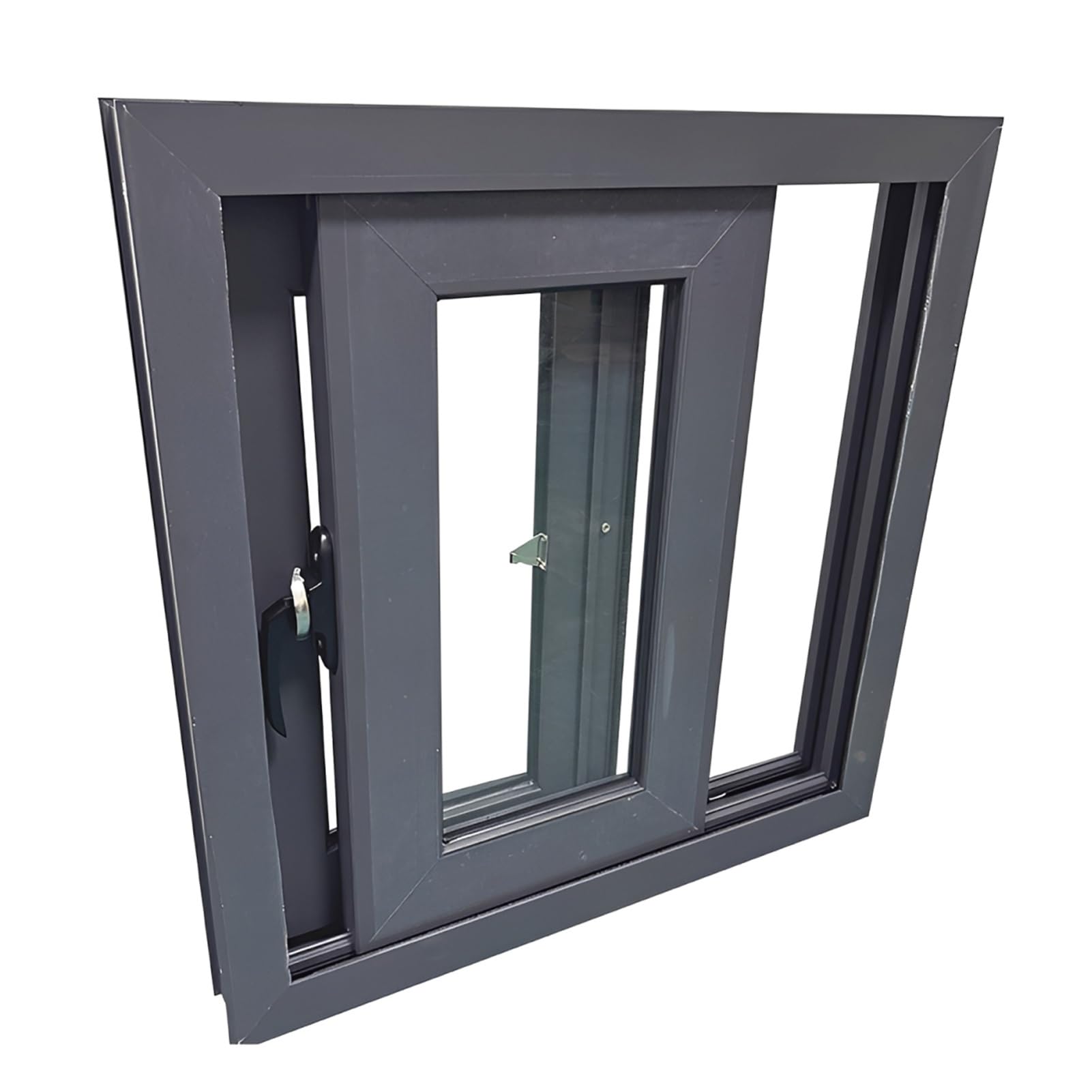Ventana corredera de aluminio para sótano con cristal templado de 80x50 cm