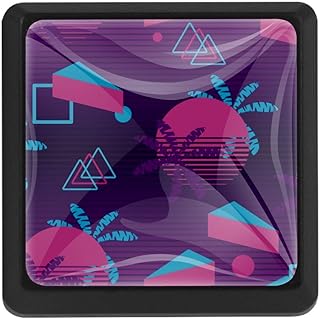 TIZORAX Lot de 3 boutons de tiroir en forme de palmier futuriste géométrique pour armoire de cuisine, placard, commode, porte ou décoration intérieure