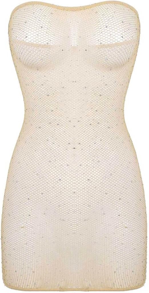 Amazon.com: Linjinx Women's Mesh See-Through Strapless Mini
