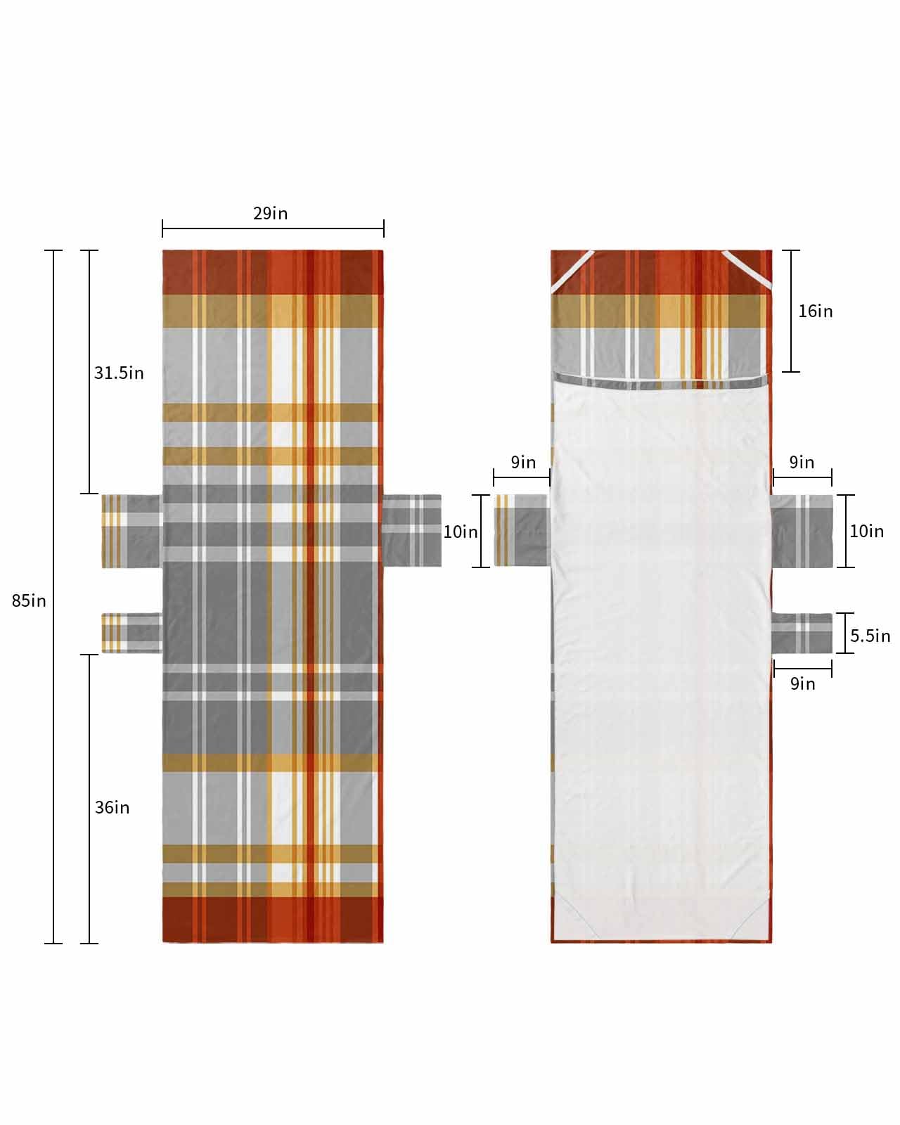 Ombre Buffalo Plaid Beach Pool Patio Lounge Chaise Chair Cover Towel with Pockets,Absorbent & Quick Dry Microfiber Towel Cover Bag Summer Travel Accessories for Sunbathing Farmhouse Rustic Checkered