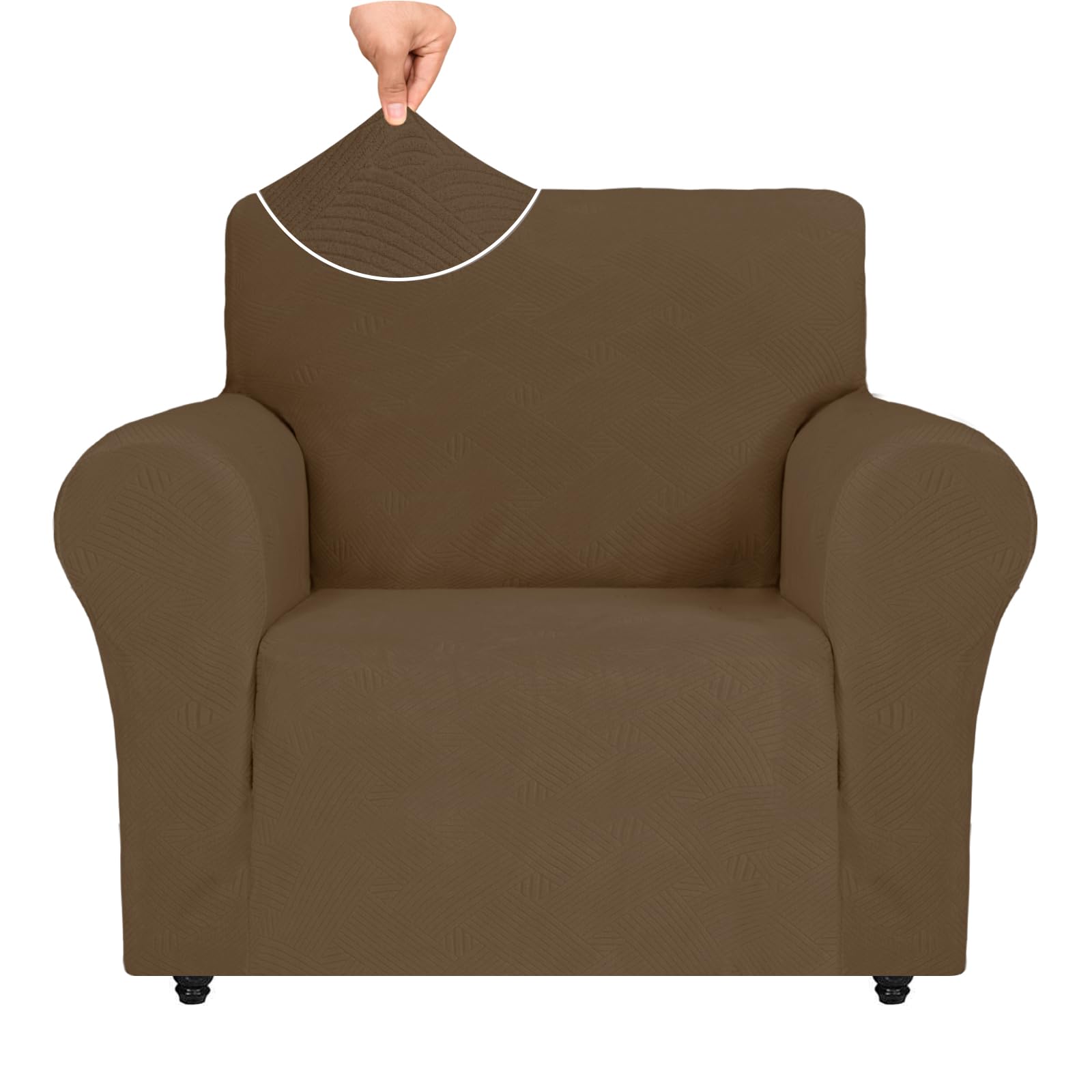 Ystyle Copripoltrona 1 Posto Con Braccioli, Copridivano Antigraffio Gatto, Copridivani Elasticizzato, Pesante Inverno Copri Divani, Fodera Divano Antimacchia Lavabile Antiscivolo, Marrone