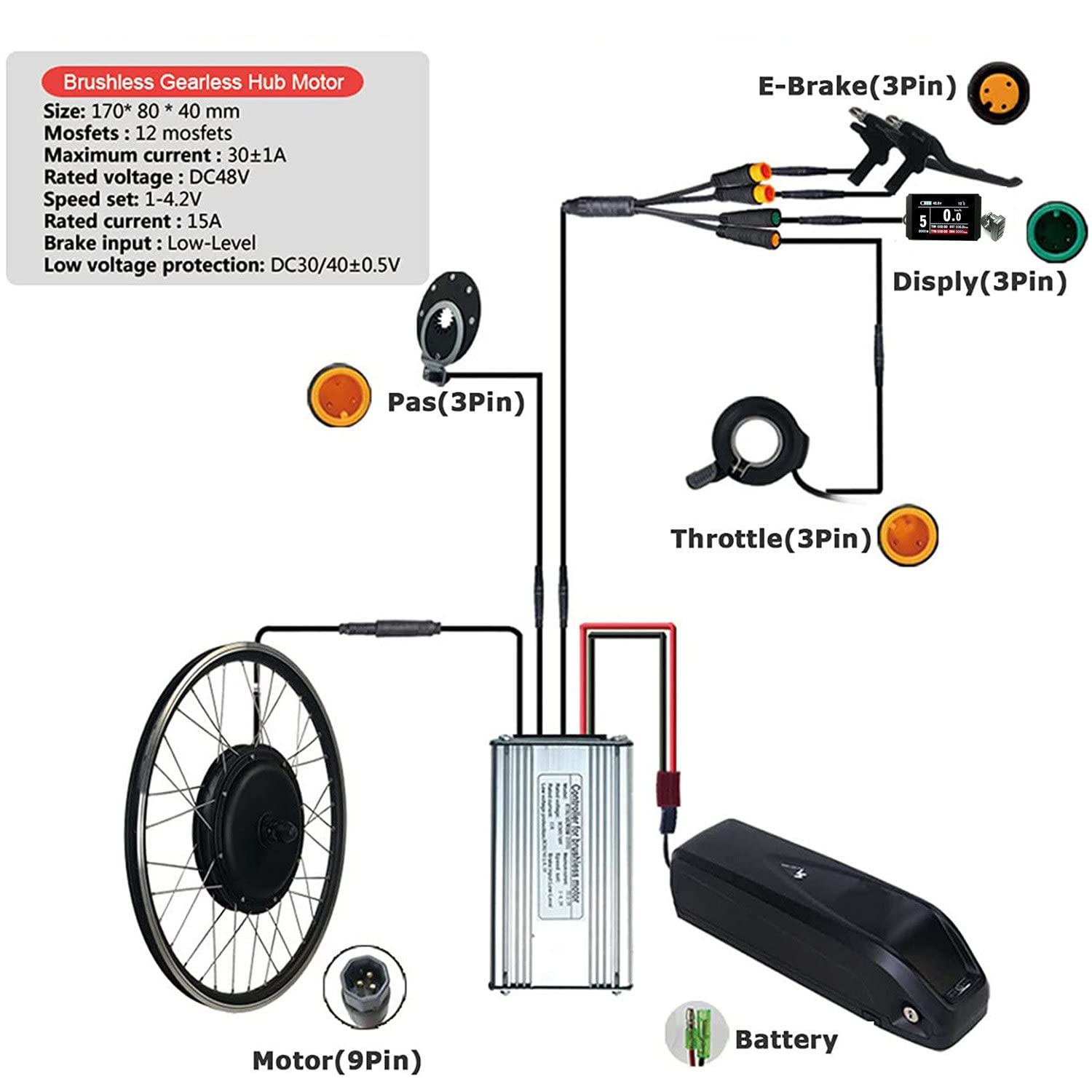 Zestaw do konwersji e-rower kaseta tylnego koła 20”,24”,26”,27,5”,28”,29”,700c zestaw do roweru elektrycznego piasta roweru elektrycznego silnik z wyświetlaczem LCD 48V/1500W-26inch