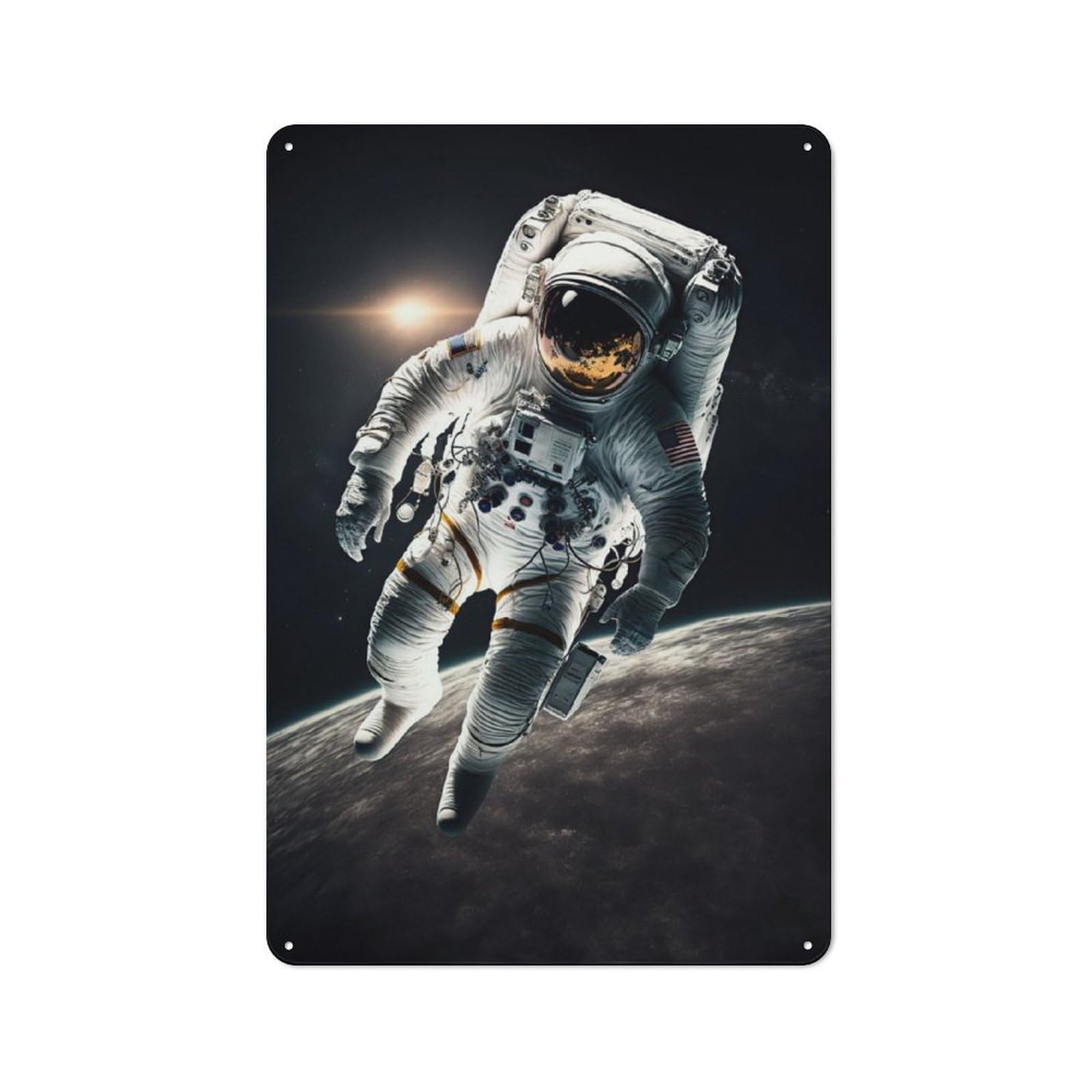 Astronaut in Space Character Metal Wall Decor 30x20cm, Vintage Metal Sign for Home, Shop, Pub Or Studio Wall