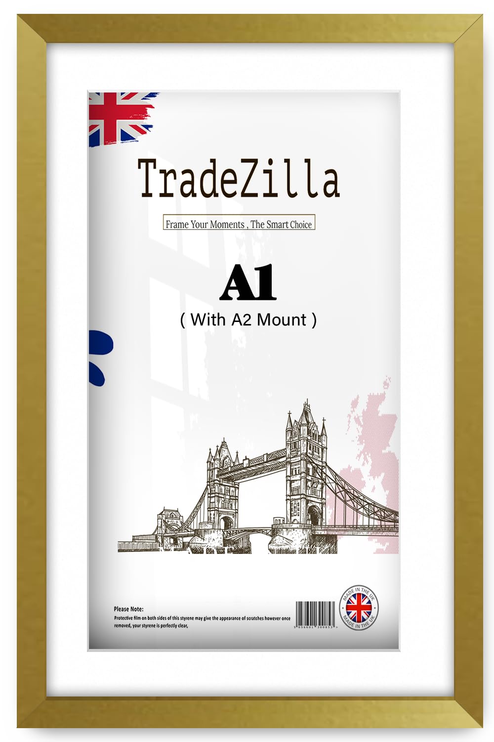 Tradezilla Gold | Luxurious Large A1 (59.40 X 84.10 Cm) Poster Frame With A2-(41.90 X 59.40 Cm) White Mount Engineered Wood 33 X 23 Inch Seasonal/Occasion Gifts [ ]