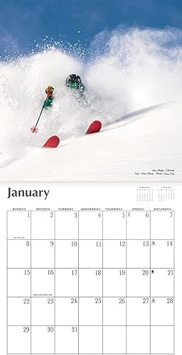 Miniatura 2 de Calendario de pared de esquí 2023 - 12 x 12 pulgadas esquí de fondo Colorado y más allá