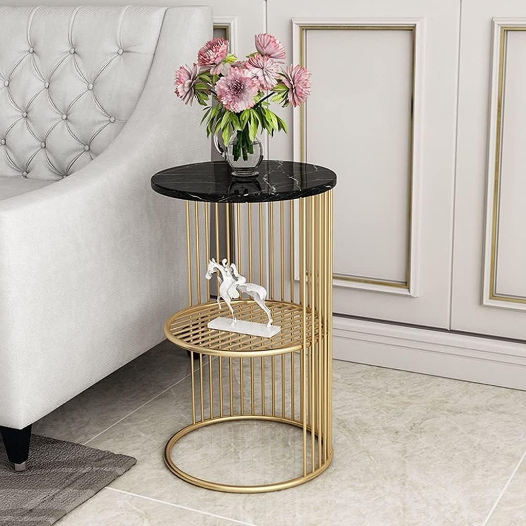 Side Table/End Table,Sofa Side Several Iron Marble Round Table Living Room Corner Several BedBalcony Table Bedroom